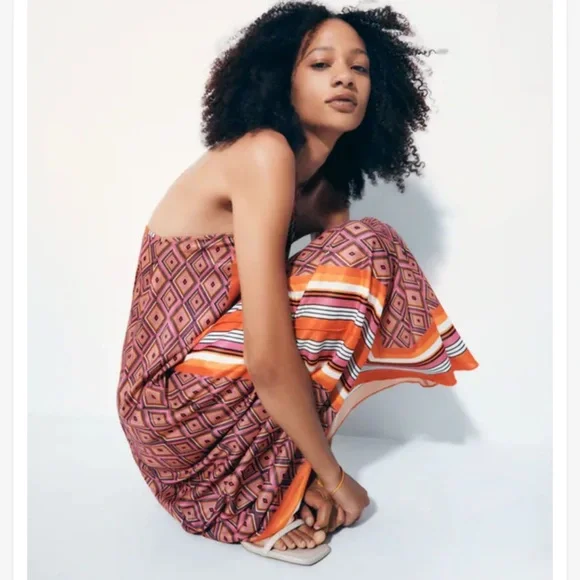 ZARA PRINTED MIDI DRESS - Picture 4 of 10